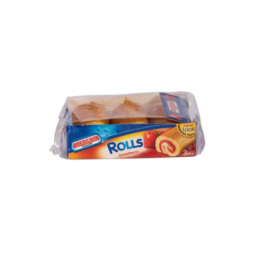 AMERICANA MINI ROLLS STRAWBERRY 3PCS 75GM
